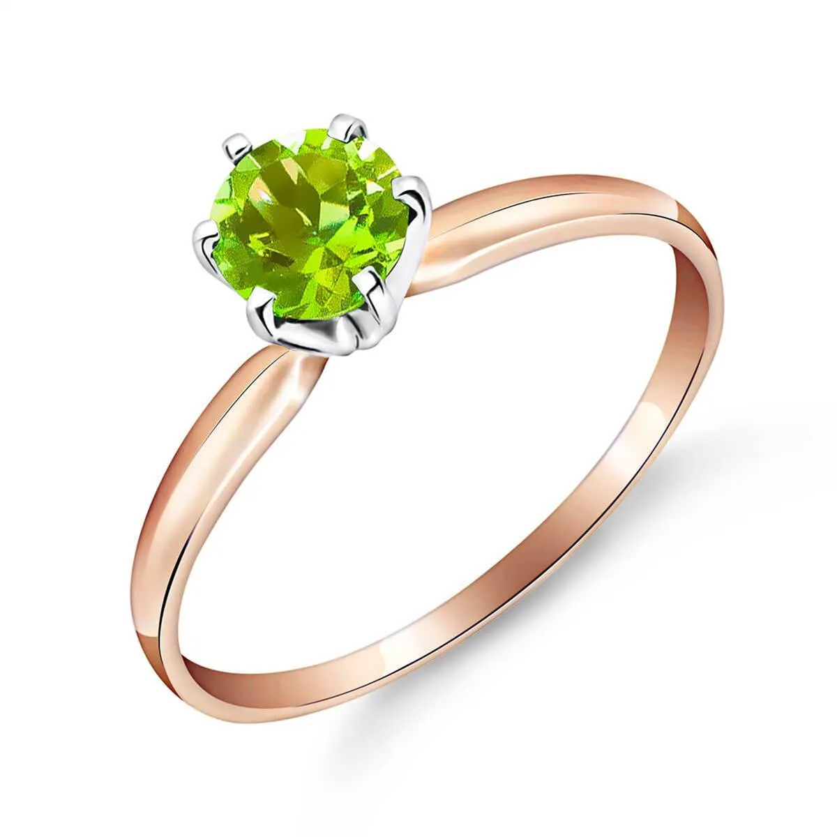 14K Solid Rose Gold Solitaire Ring Natural Peridot