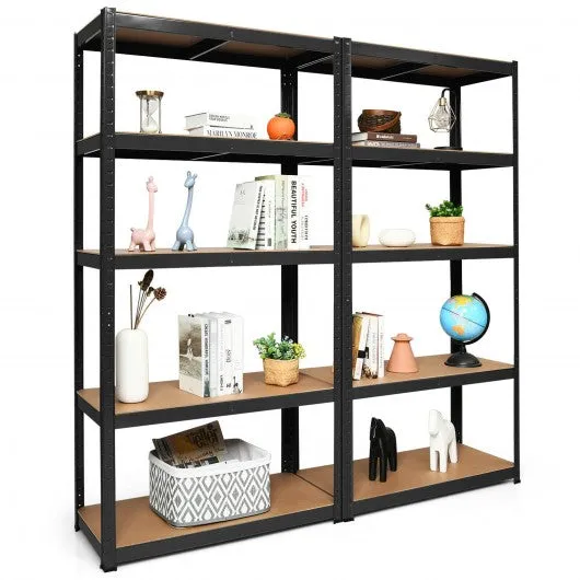 2 Pcs Storage Shelves Garage Shelving Units Tool Utility Shelves-Black