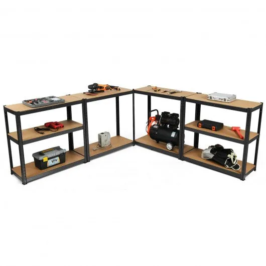 2 Pcs Storage Shelves Garage Shelving Units Tool Utility Shelves-Black