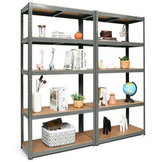 2 Pcs Storage Shelves Garage Shelving Units Tool Utility Shelves-Gray