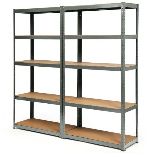 2 Pcs Storage Shelves Garage Shelving Units Tool Utility Shelves-Gray