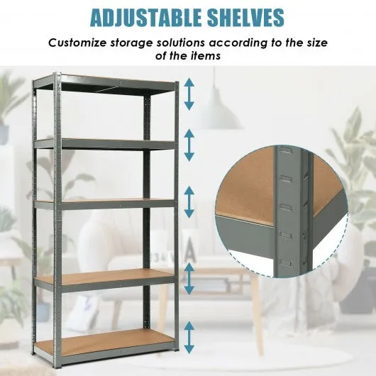 2 Pcs Storage Shelves Garage Shelving Units Tool Utility Shelves-Gray