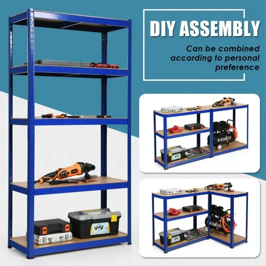 2 Pcs Storage Shelves Garage Shelving Units Tool Utility Shelves-Navy