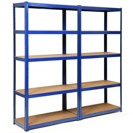 2 Pcs Storage Shelves Garage Shelving Units Tool Utility Shelves-Navy