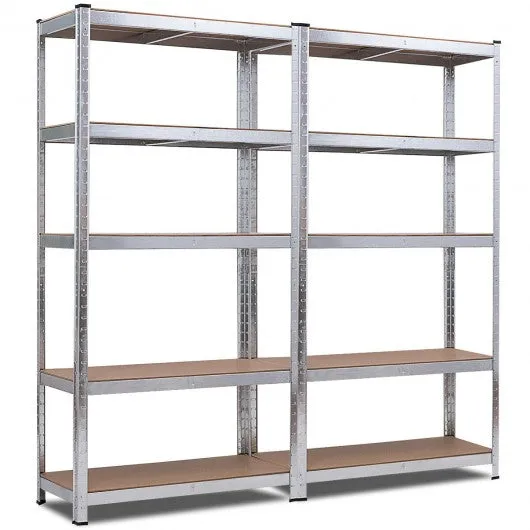 2 Pcs Storage Shelves Garage Shelving Units Tool Utility Shelves-Silver