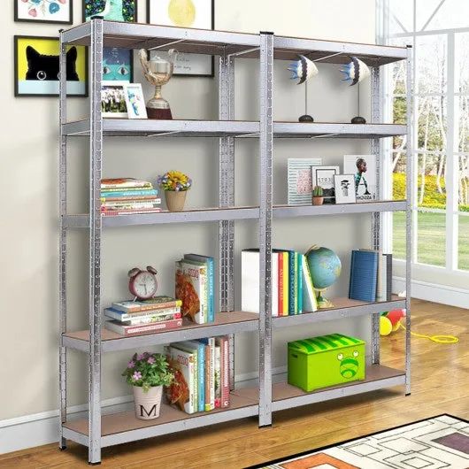 2 Pcs Storage Shelves Garage Shelving Units Tool Utility Shelves-Silver