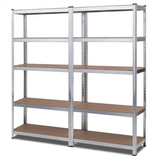 2 Pcs Storage Shelves Garage Shelving Units Tool Utility Shelves-Silver