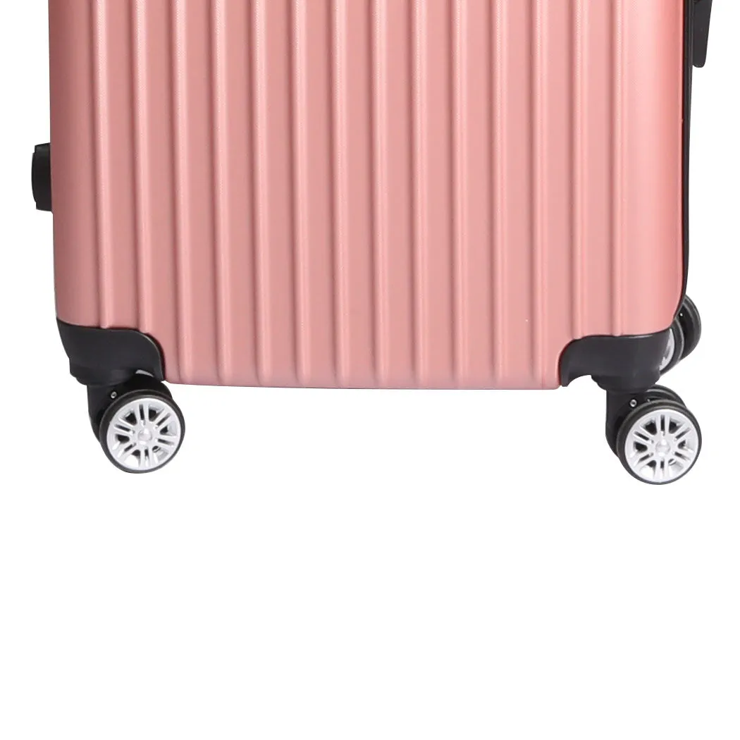 20" Luggage Suitcase Code Lock Hard Shell Travel Carry Bag Trolley - Rose Gold