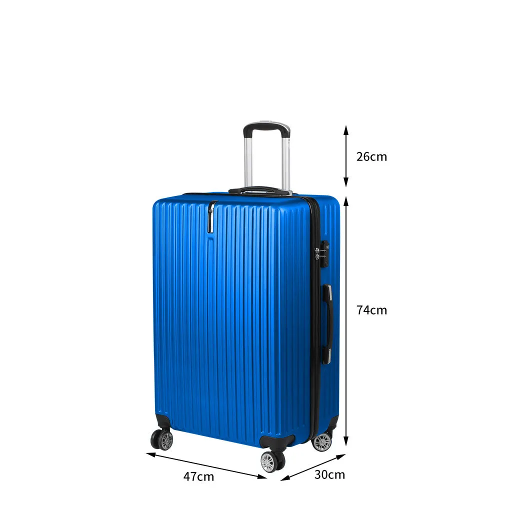 28" Luggage Suitcase Code Lock Hard Shell Travel Carry Bag Trolley - Blue