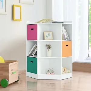 3-Tier Kids Storage Cabinet with Large Baskets for Play Room-White