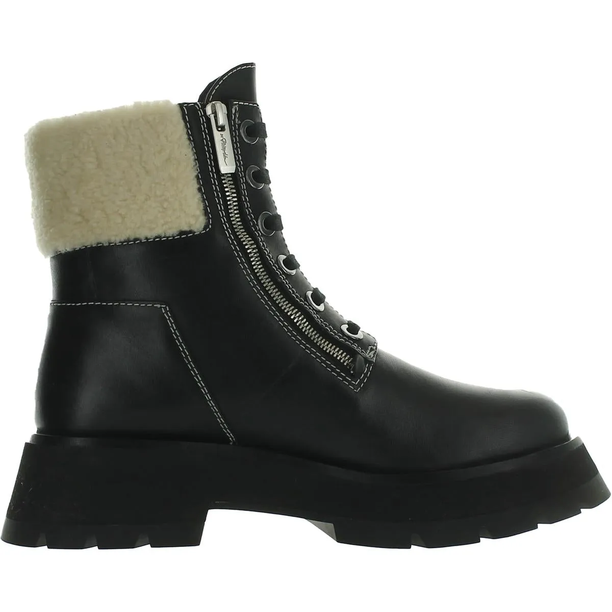 3.1 Phillip Lim Womens Kate Leather Sheepskin Combat & Lace-up Boots