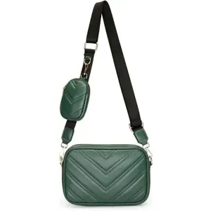 ADISA Women's Girls Cross Body Sling Bag with Pouch (Dark Green)