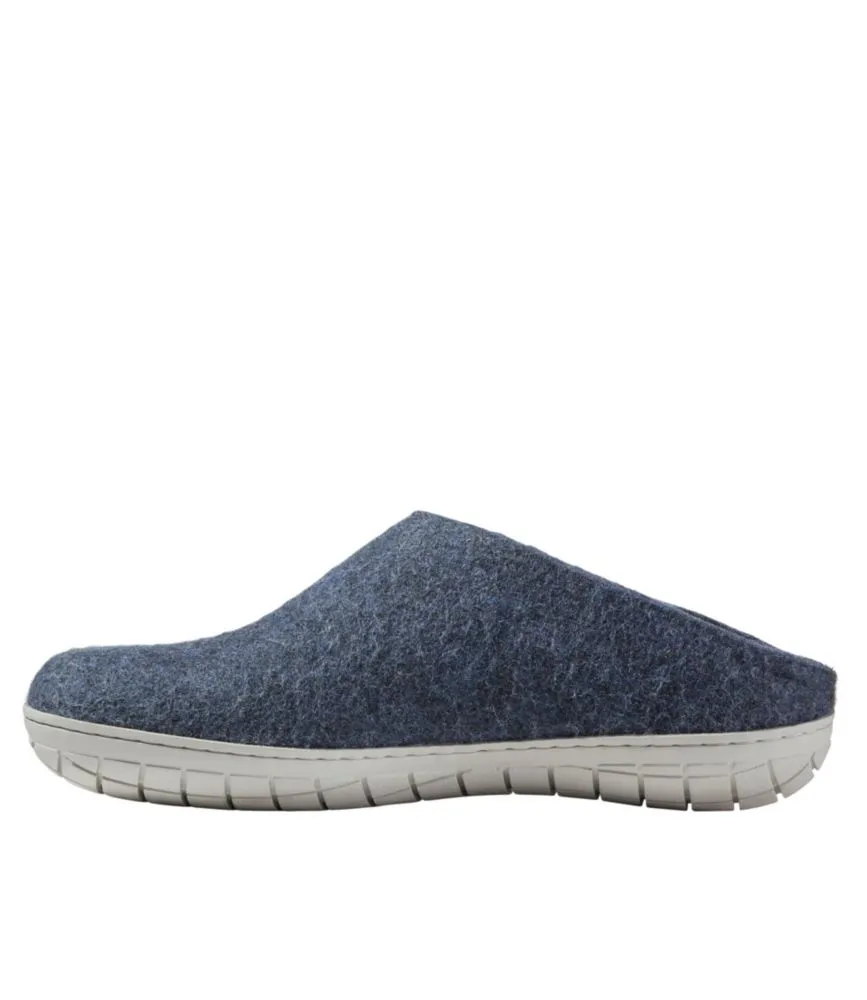 Adults' Glerups Wool Slippers, Open Heel Rubber Outsoles