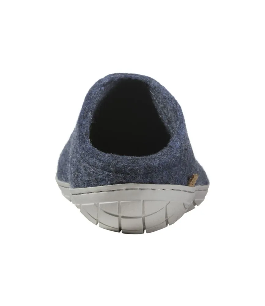 Adults' Glerups Wool Slippers, Open Heel Rubber Outsoles