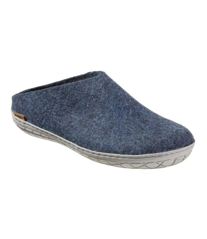 Adults' Glerups Wool Slippers, Open Heel Rubber Outsoles