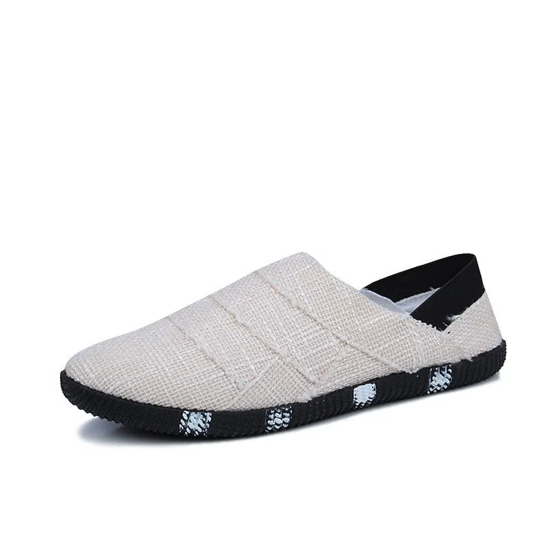 Aidase Summer Ethnic Style men Espadrille Casual Flats Shoes Canvas Driving Loafers Flats Hemp Insole Shoes