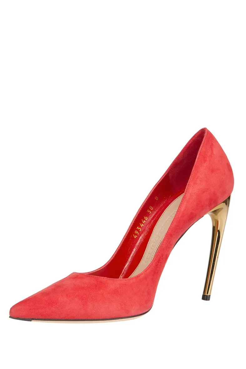 Alexander McQueen Suede Horn Heel Stilettos