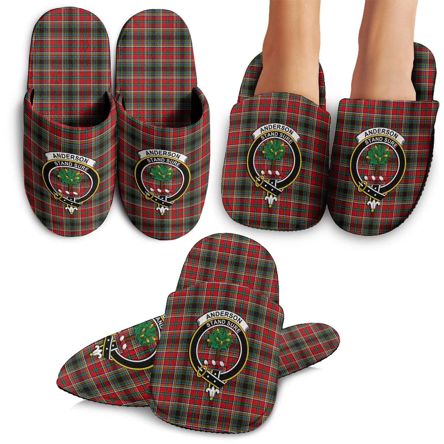 Anderson of Arbrake Tartan Home Slippers with Family Crest