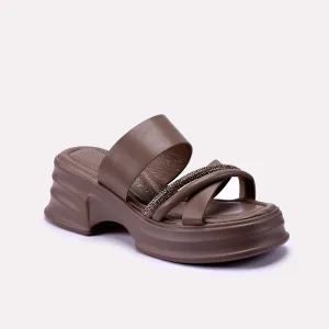 Aria Brown Chunky Casual Slippers 0412269