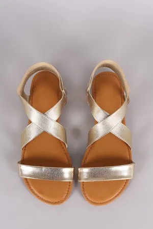 Bamboo Elasticized Cross Band Flat Sandal