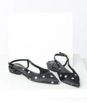 Black & White Polka Dot Slingback Flats