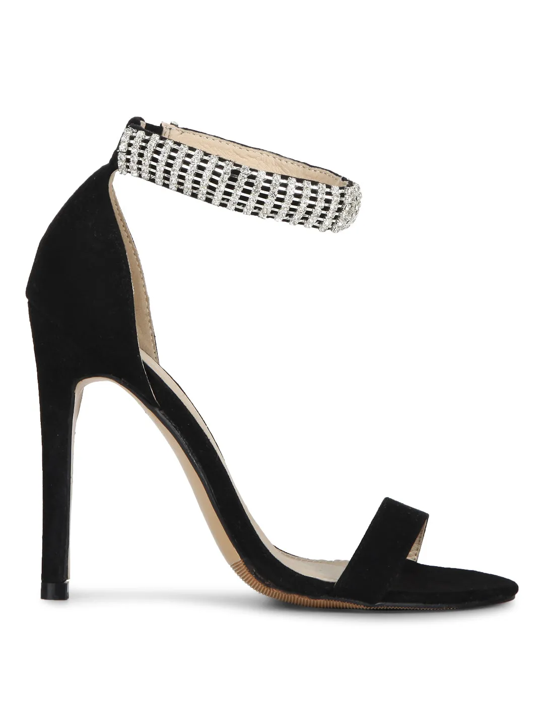 Black Diamant Ankle Strap Stilettos