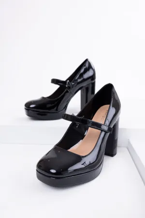 Black Mary Jane Chunky Heels