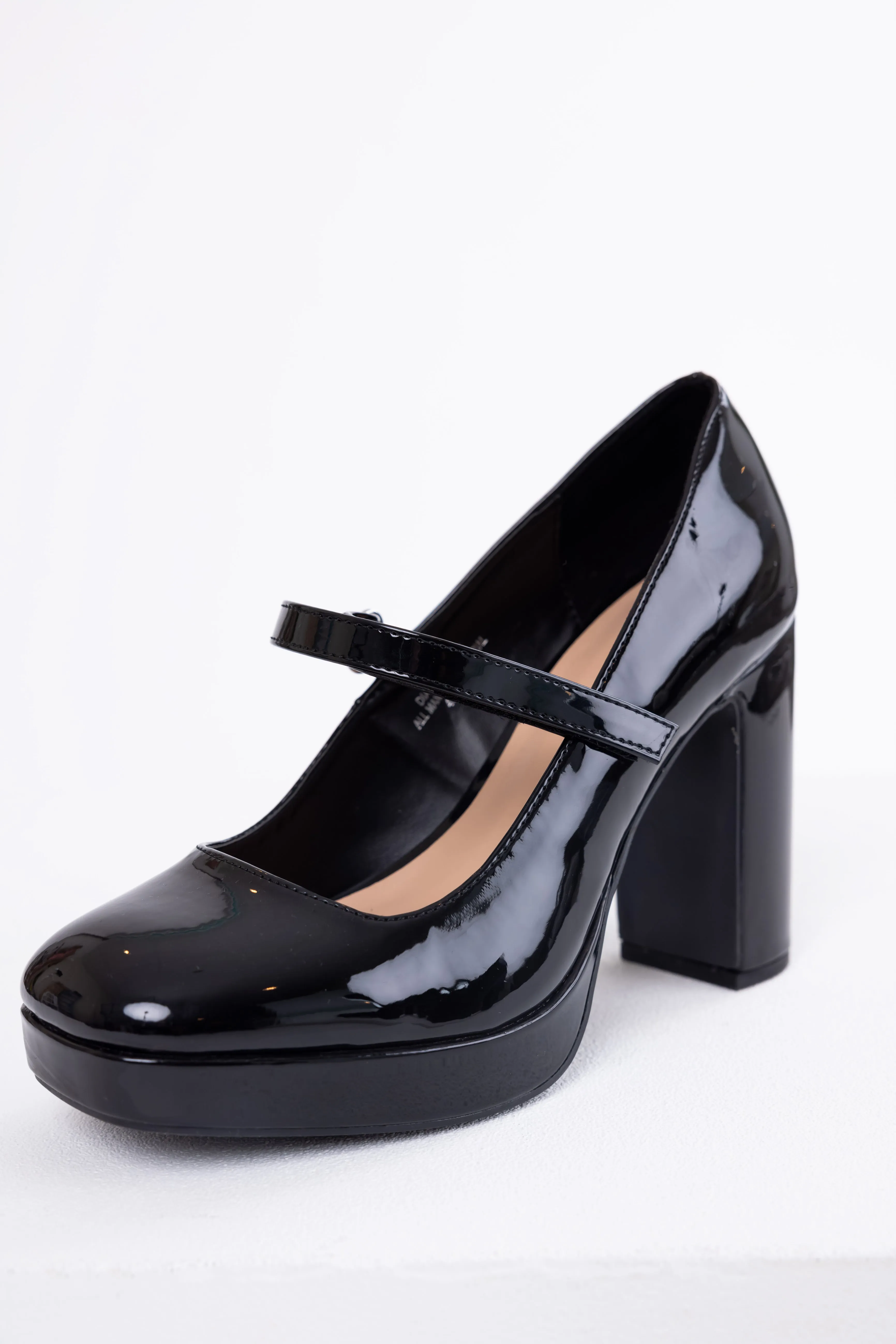 Black Mary Jane Chunky Heels