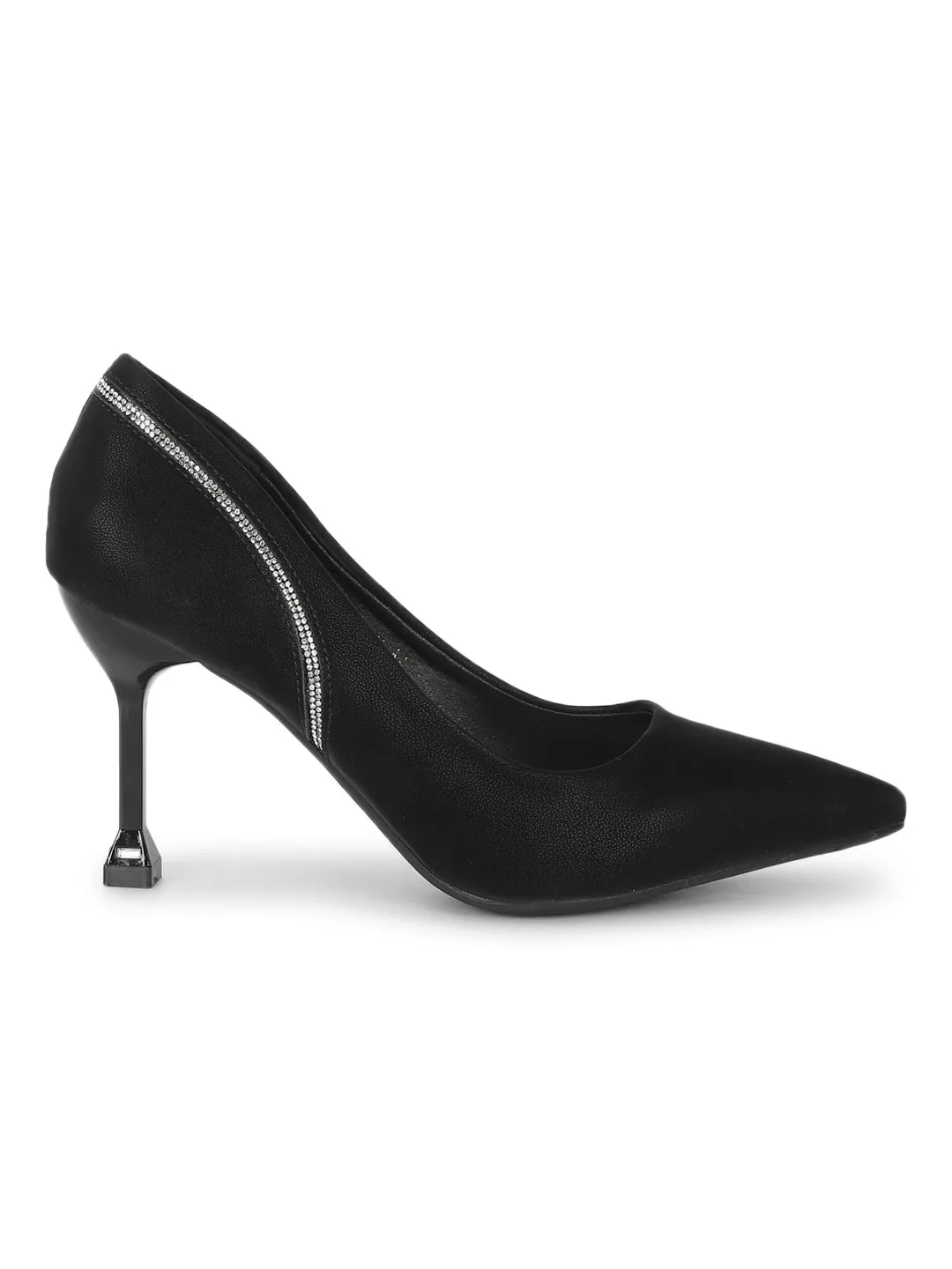 Black PU Stylish Stiletto Heel Pumps (TC-ML056-BLK)