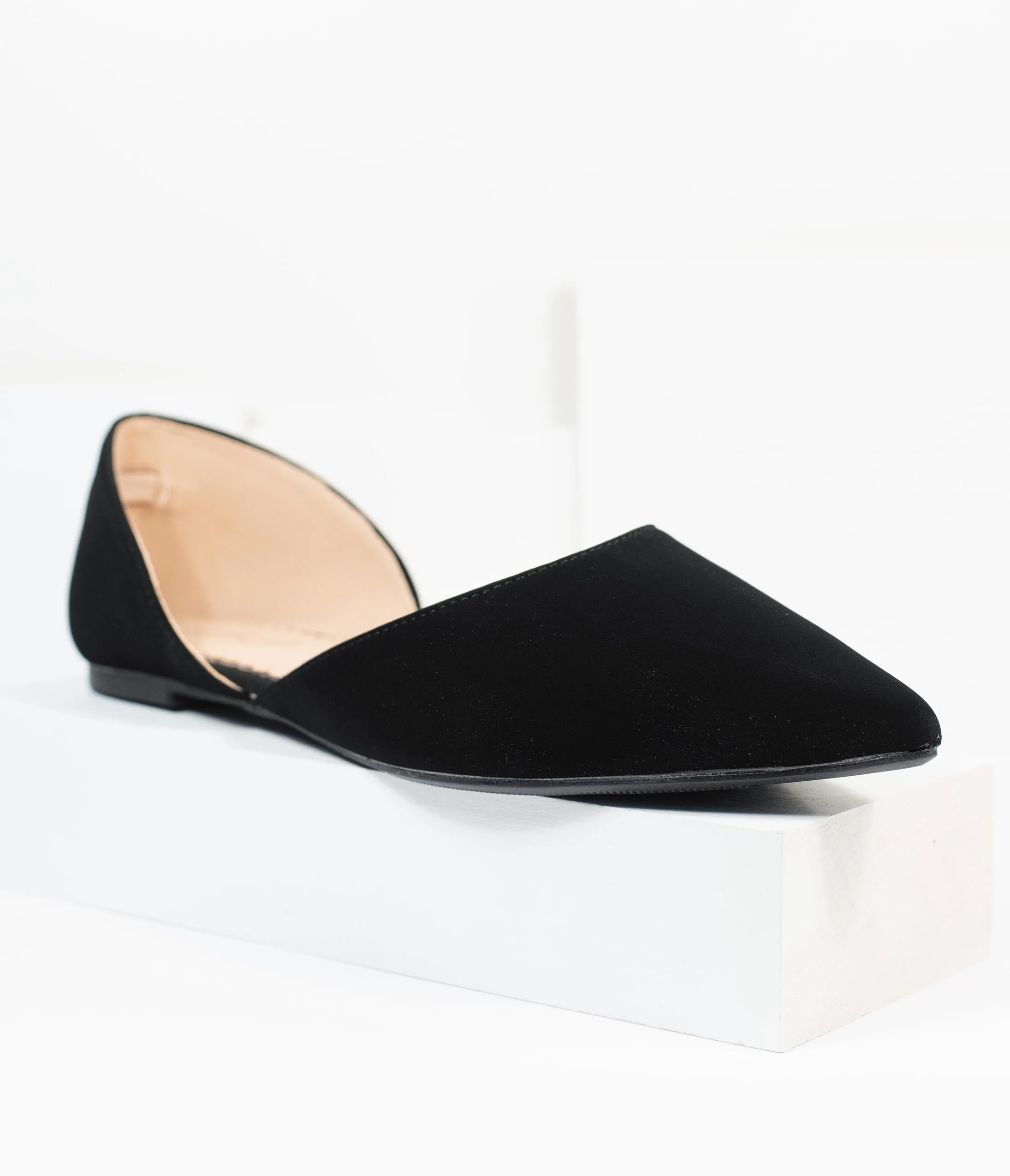 Black Suede Pointed Toe Flats