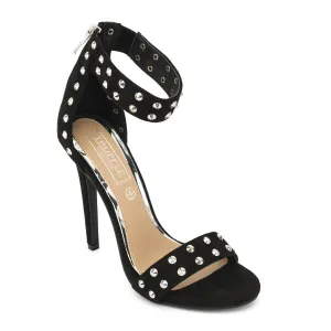 Black Suede Studded Stiletto High Heels