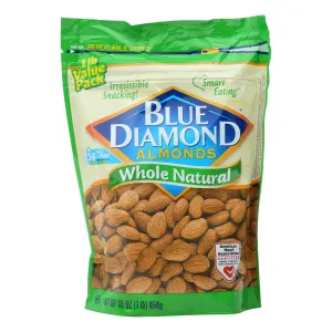 Blue Diamond Whole Natural Almonds (Pack of 6 - 1 Lb.)