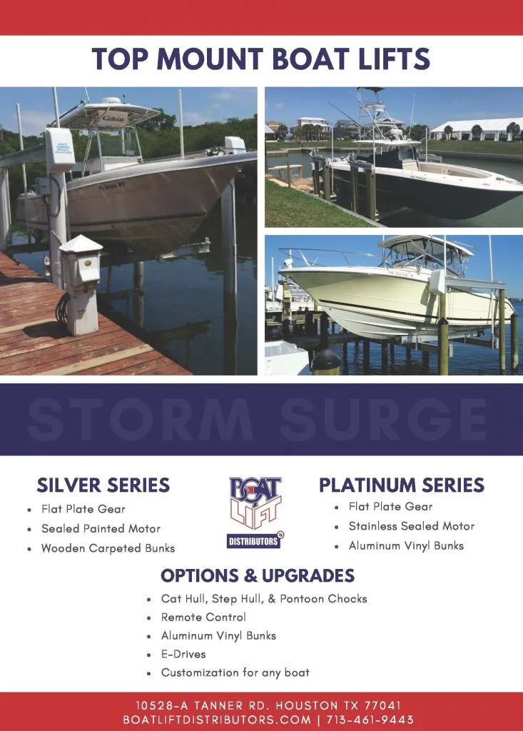 Boat Lift Distributors | SS 6000 LB Top Mount Boat Lift | Storm Surge | Remote Control