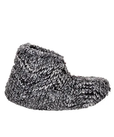 Bootie Slipper - Cozy Cable in Ash Faux Fur ( One Large Left!)