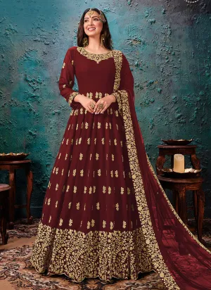 Bridal Red Embroidered Wedding Anarkali Suit