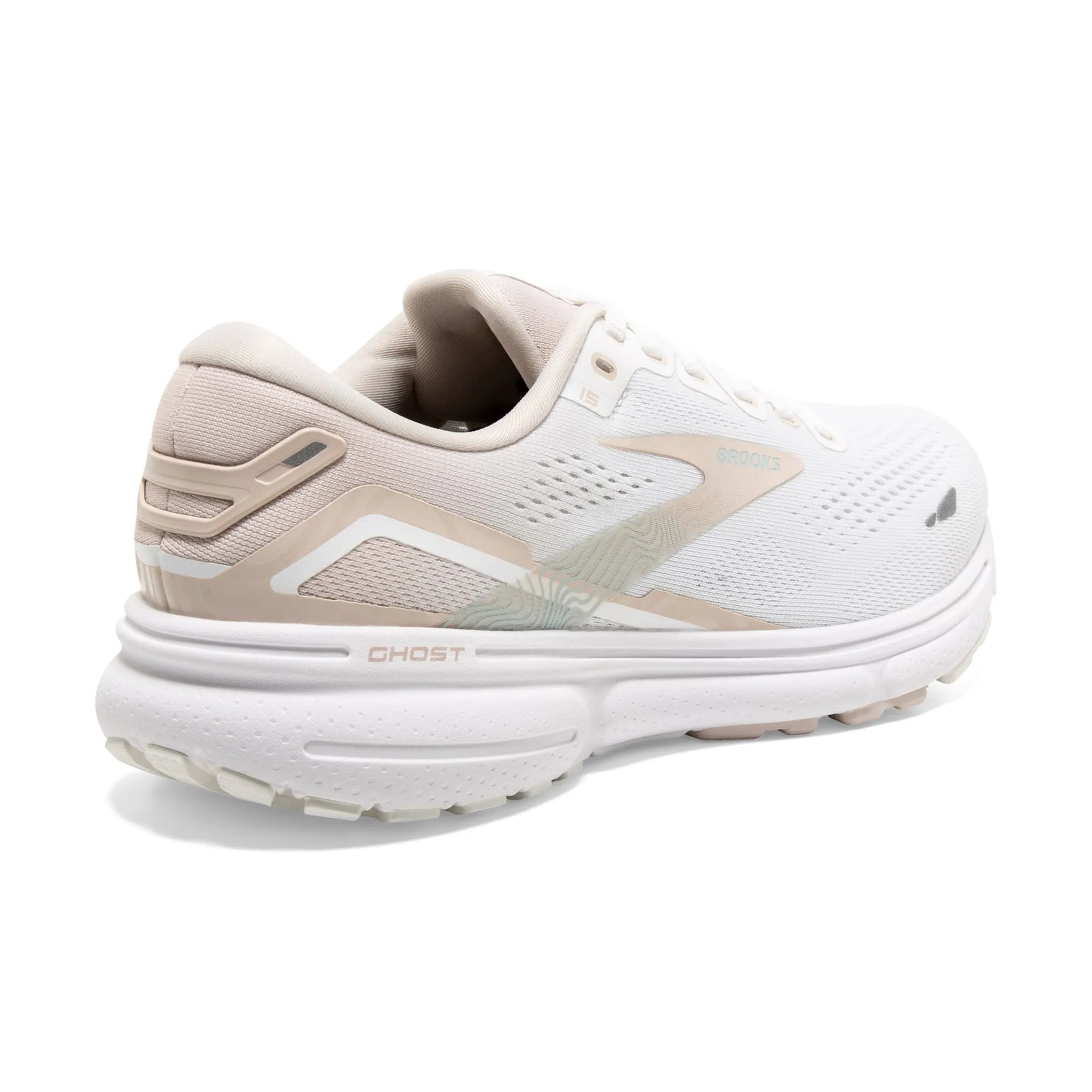 Brooks Women's 120380 189 Ghost 15 White Crystal Grey Glass Cushion Neutral Running Shoes