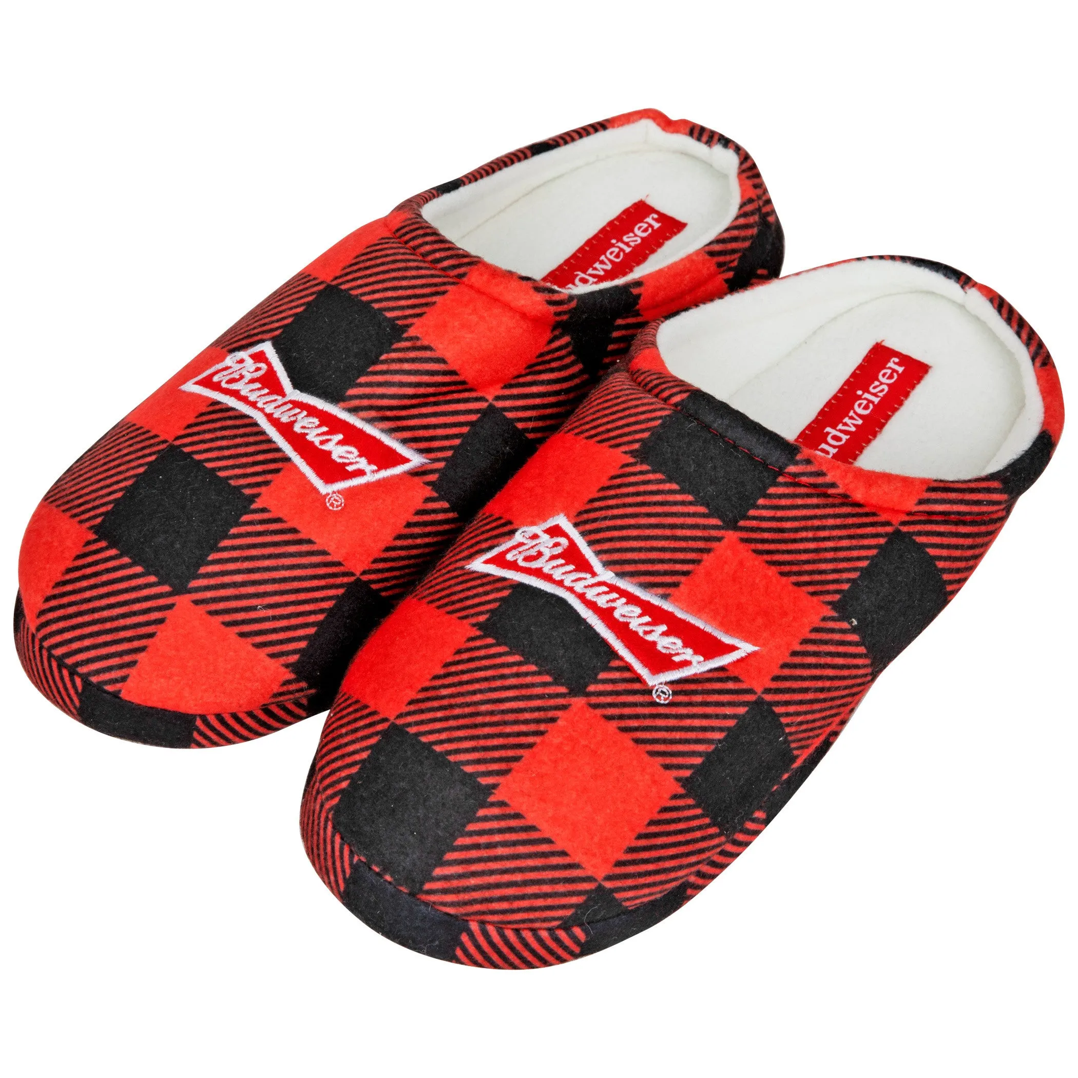 Budweiser Logo Flannel Print Men's House Slippers