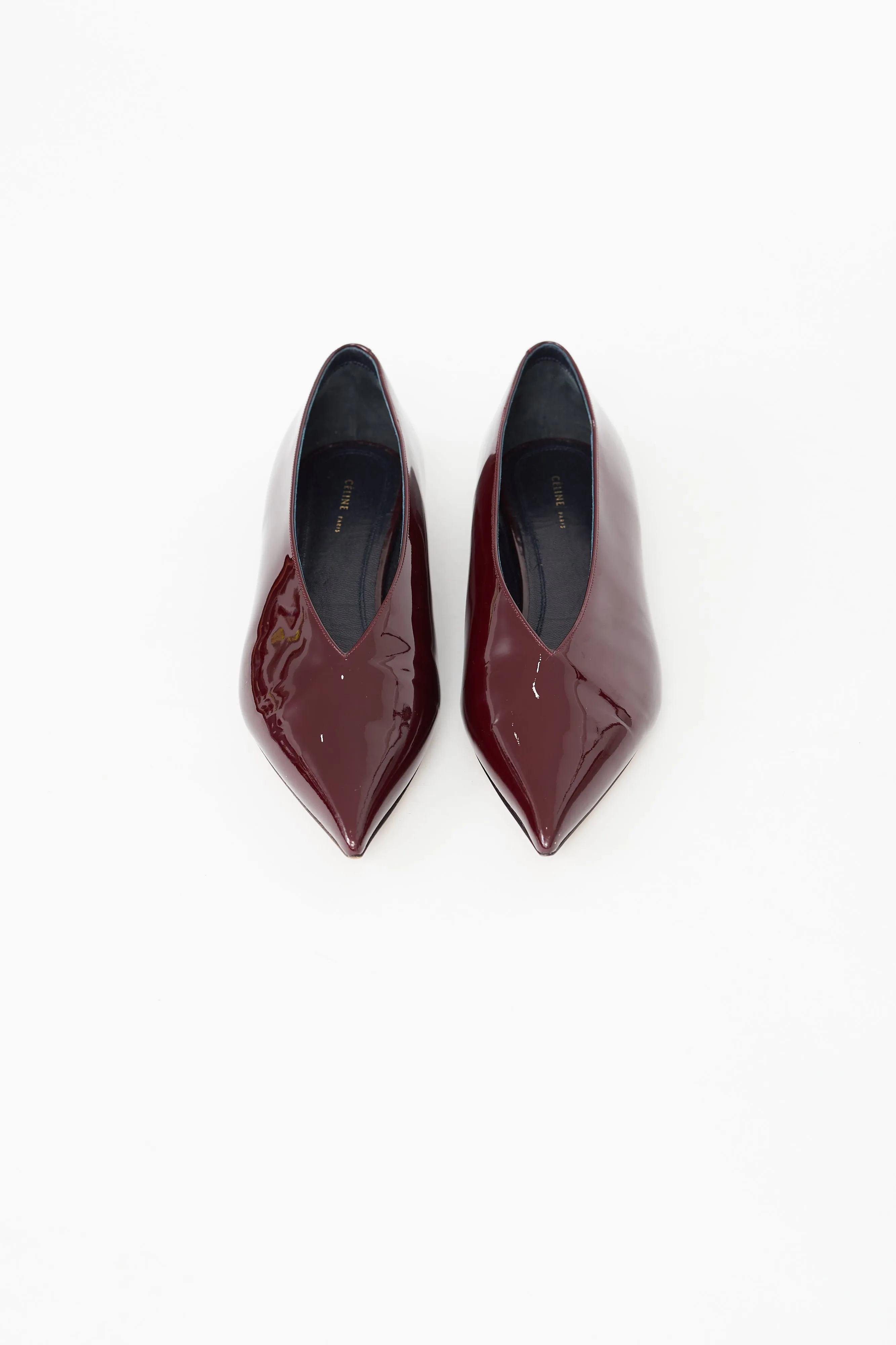 Burgundy Patent Leather Pointed Toe Flat