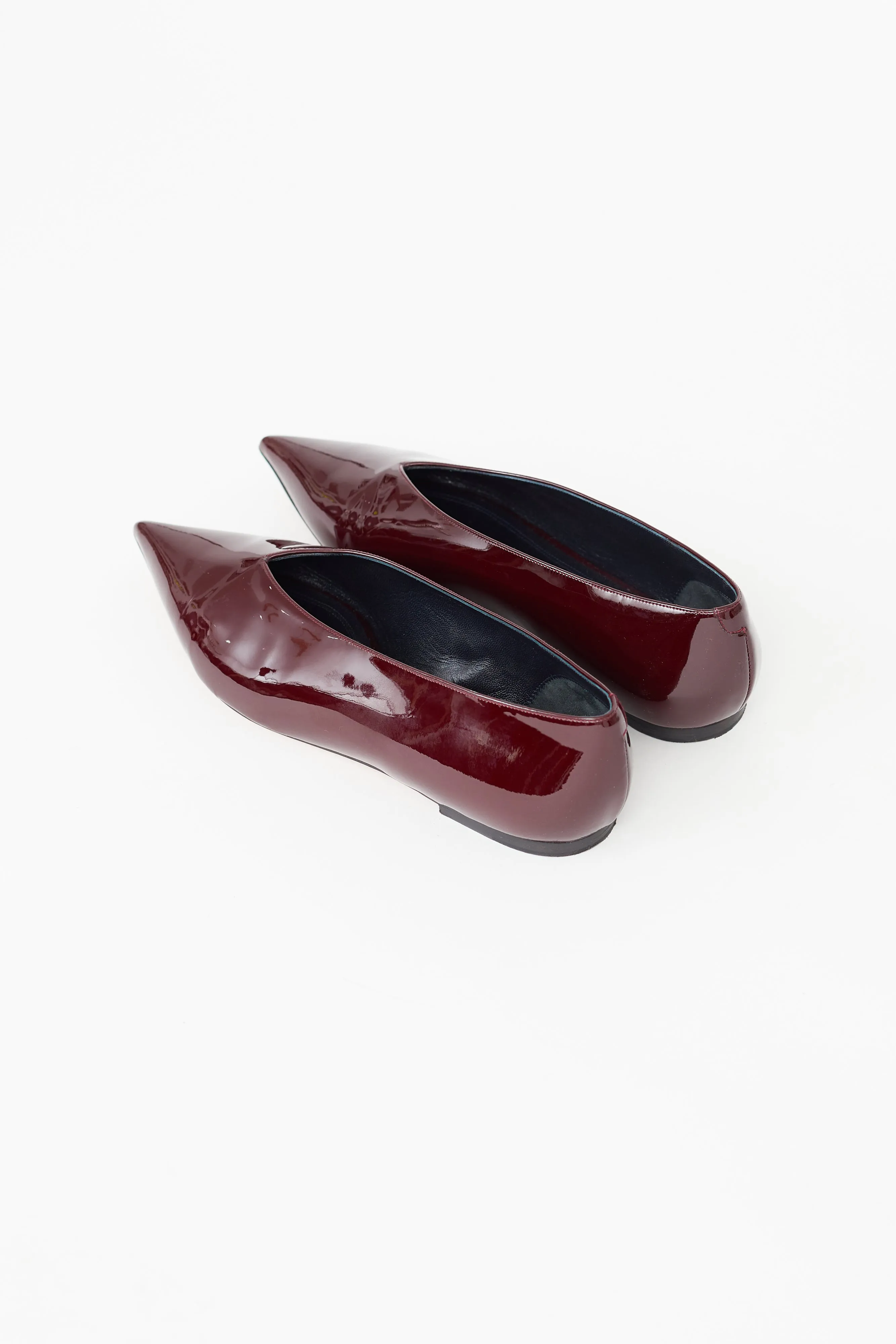 Burgundy Patent Leather Pointed Toe Flat