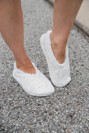 Chenille Slippers in Ivory [Online Exclusive]