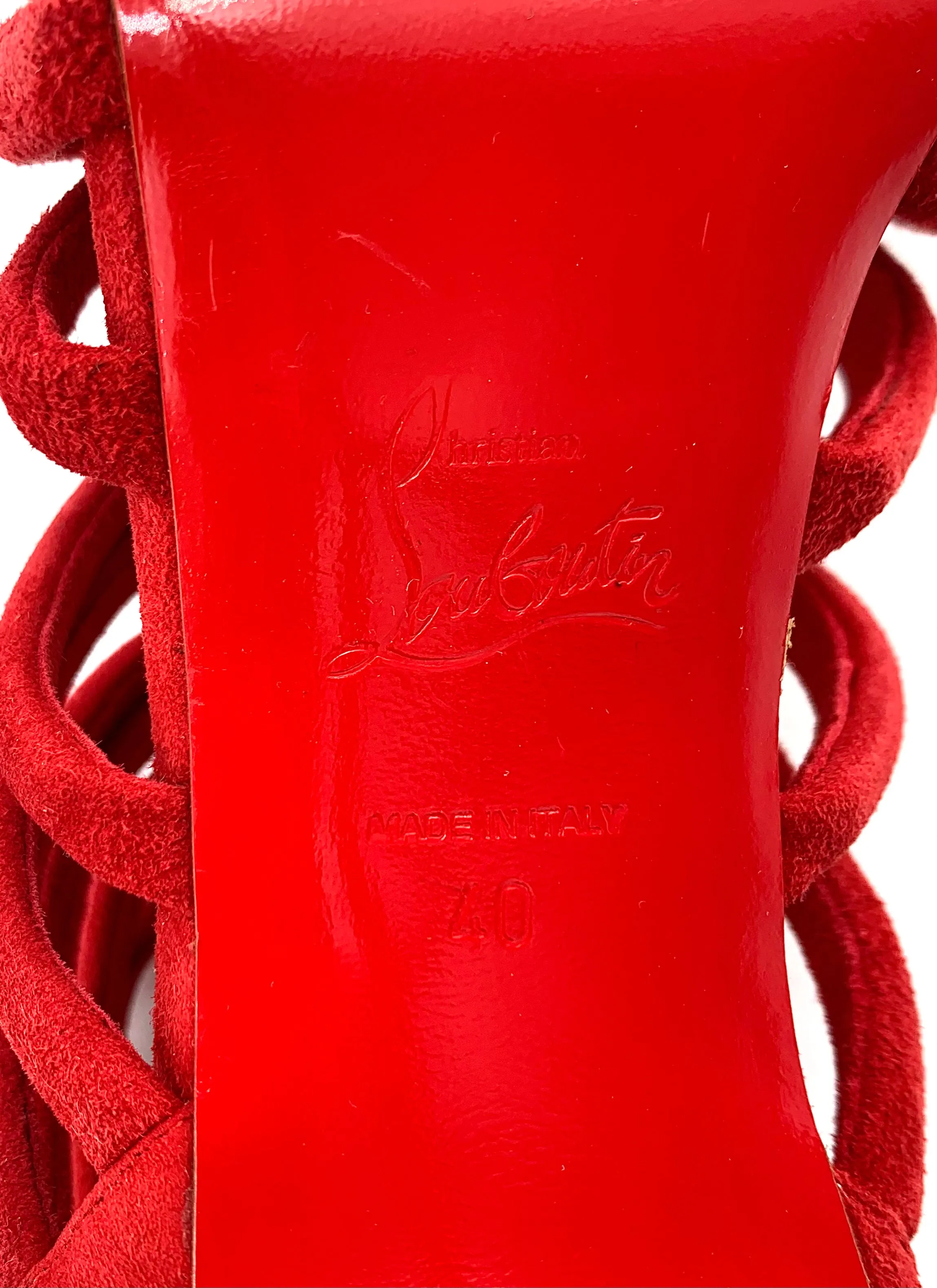 Christian Louboutin Red Macala Strappy Suede Stilettos