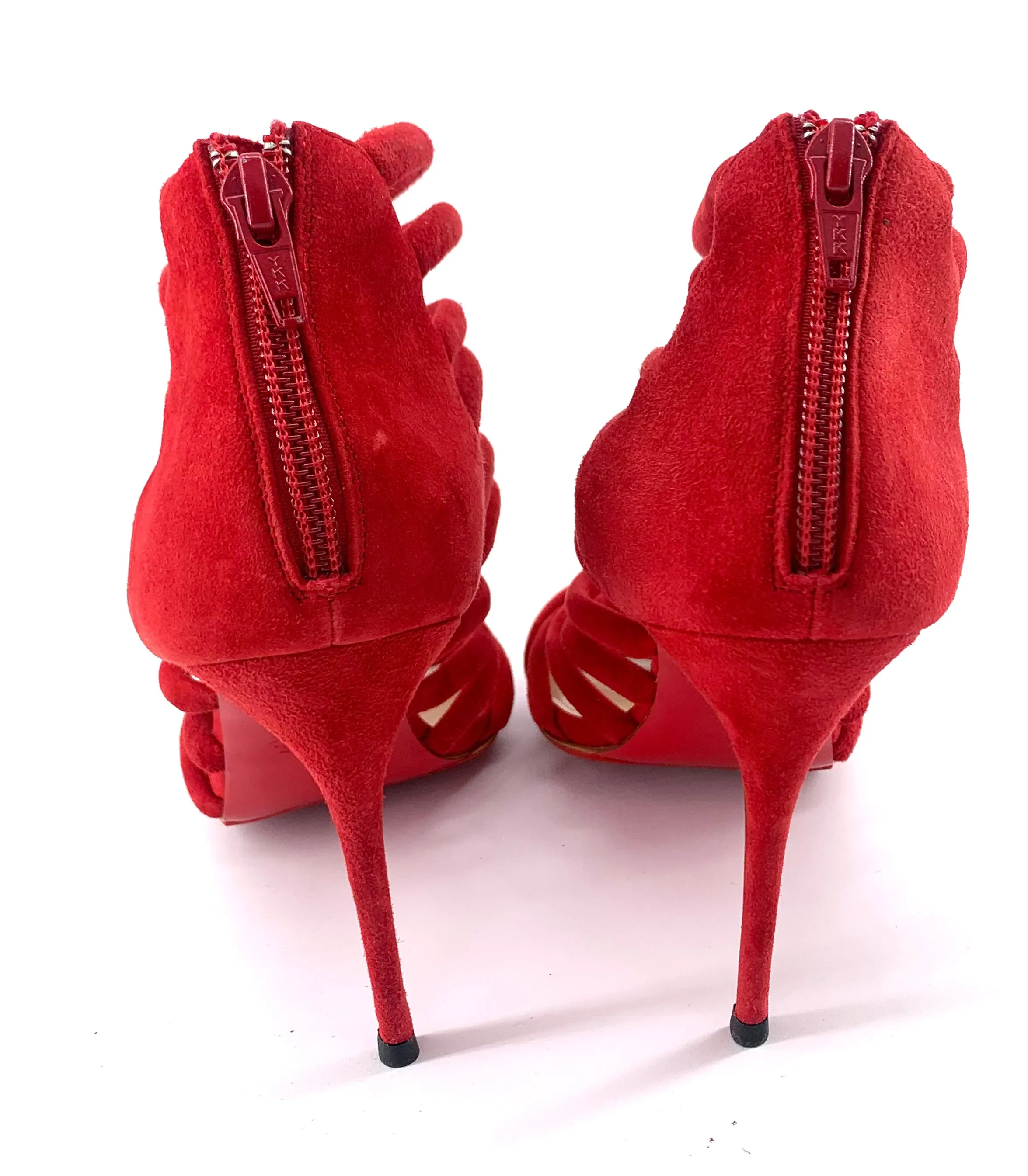 Christian Louboutin Red Macala Strappy Suede Stilettos