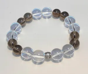 Clear Quartz with 10mm Smoky Quartz Stretchy Bracelet