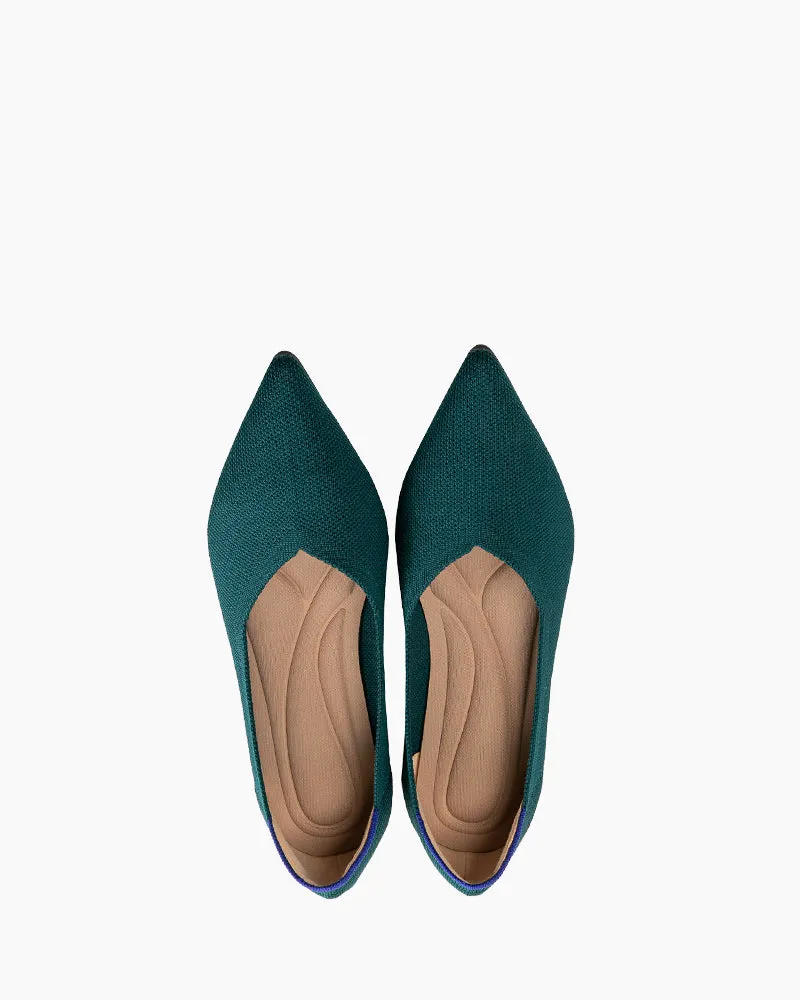 Contrast Piping Pointed Toe Ballet Flats