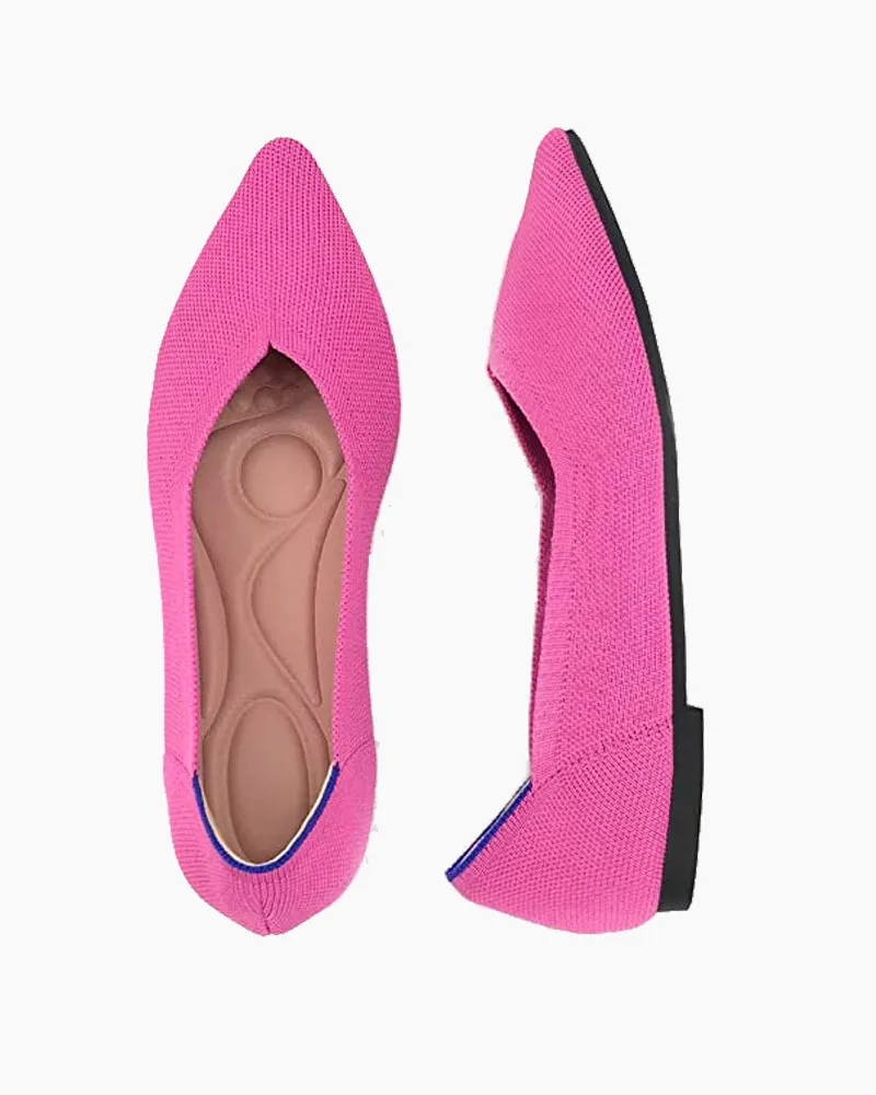 Contrast Piping Pointed Toe Ballet Flats