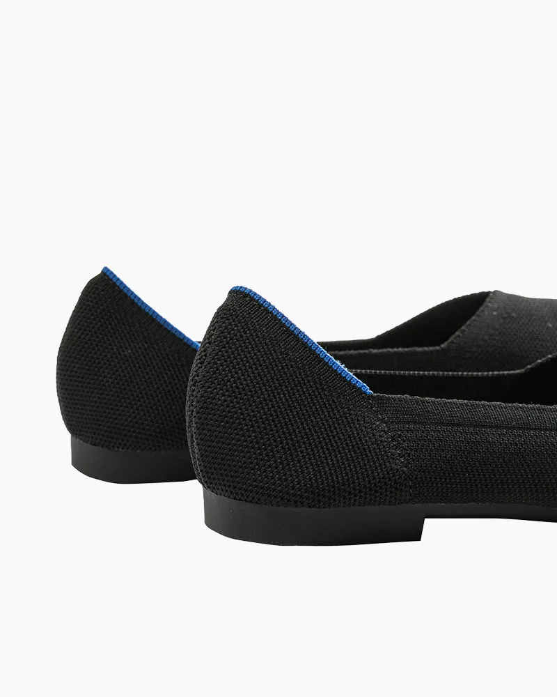 Contrast Piping Pointed Toe Ballet Flats