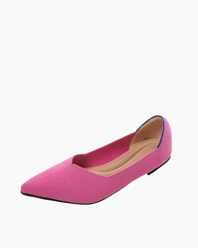 Contrast Piping Pointed Toe Ballet Flats