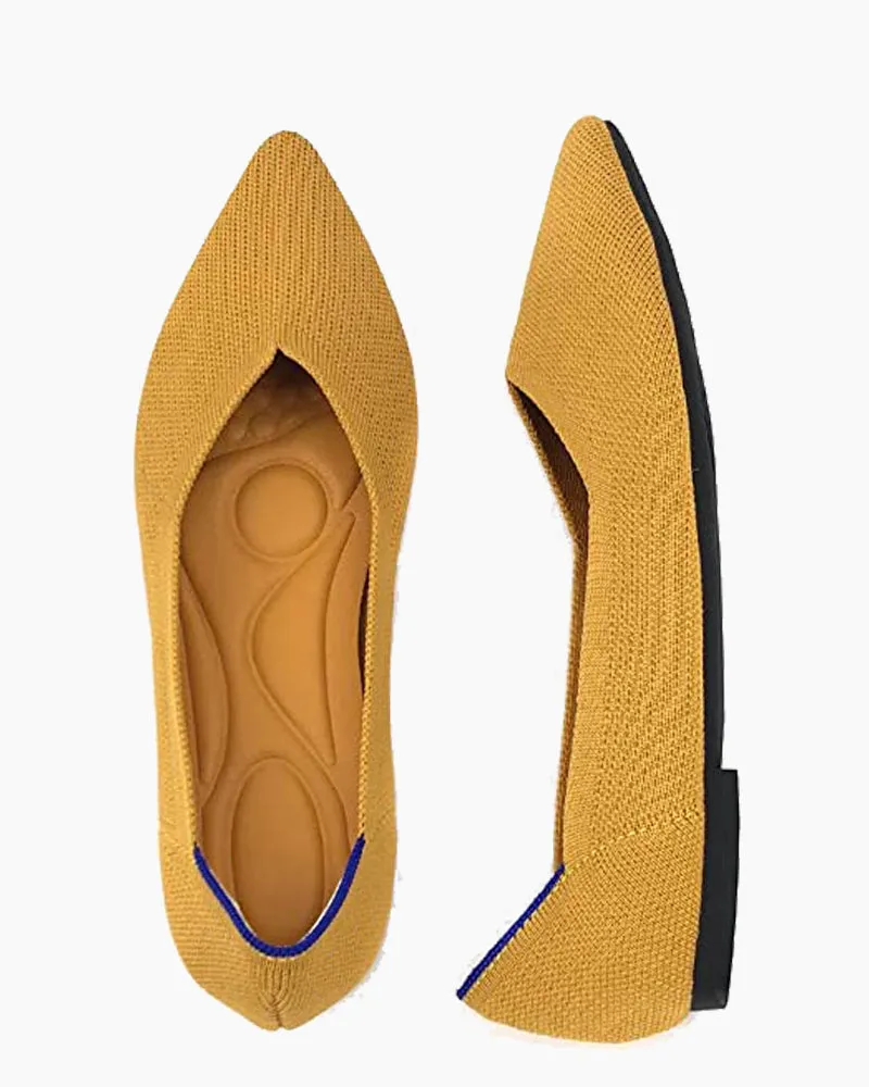 Contrast Piping Pointed Toe Ballet Flats