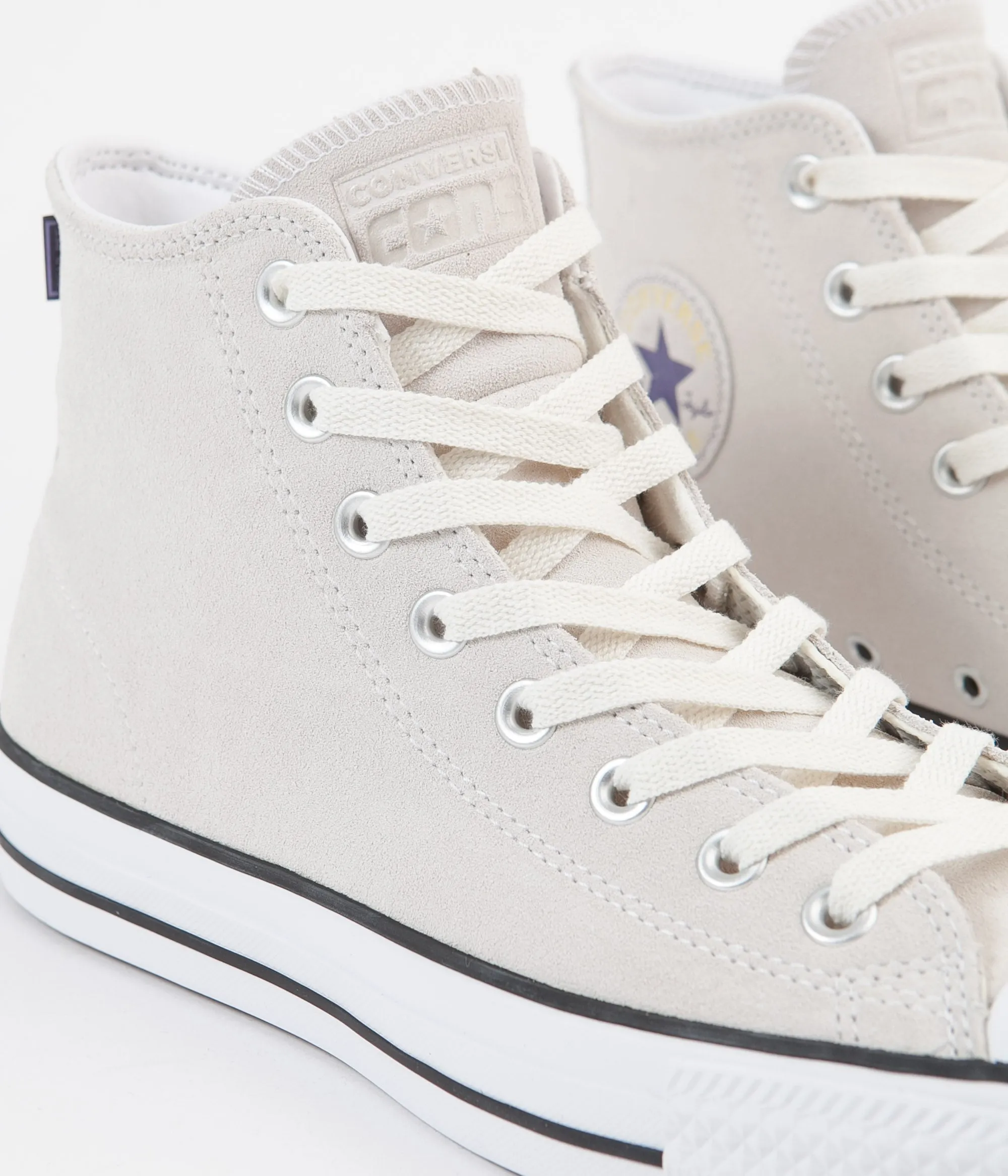 Converse CTAS Pro Hi Suede Shoes - Vintage White / White / Black