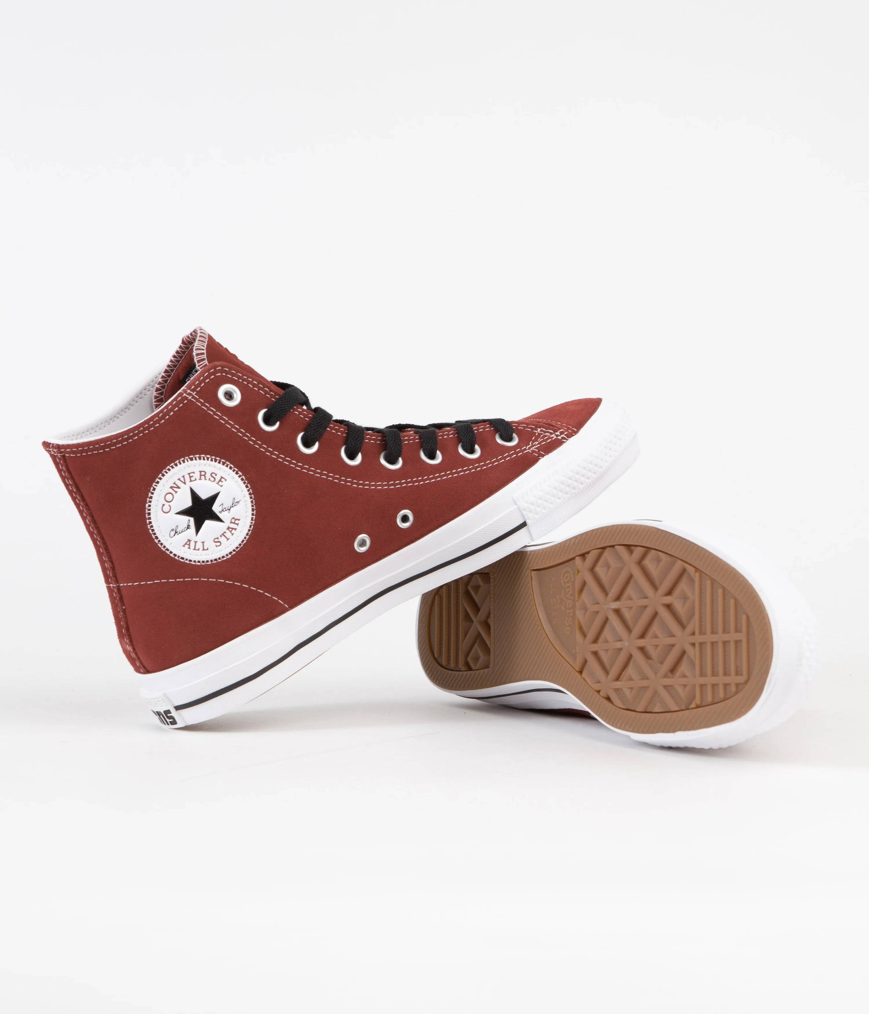 Converse CTAS Pro Suede Hi Shoes - Dark Terracotta / Black / White